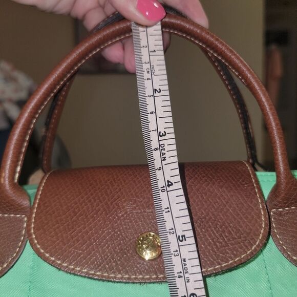 LONGCHAMP Li Pliage Classic Original S Bright Green Handle Foldable Tote Bag - Picture 14 of 16